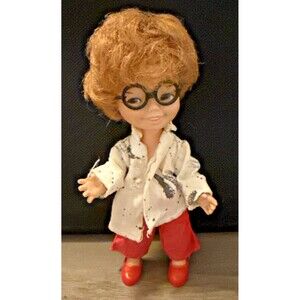 Vintage Remco Heidi Spunky Pocketbook Waving Doll w/Glasses Hong Kong 1966